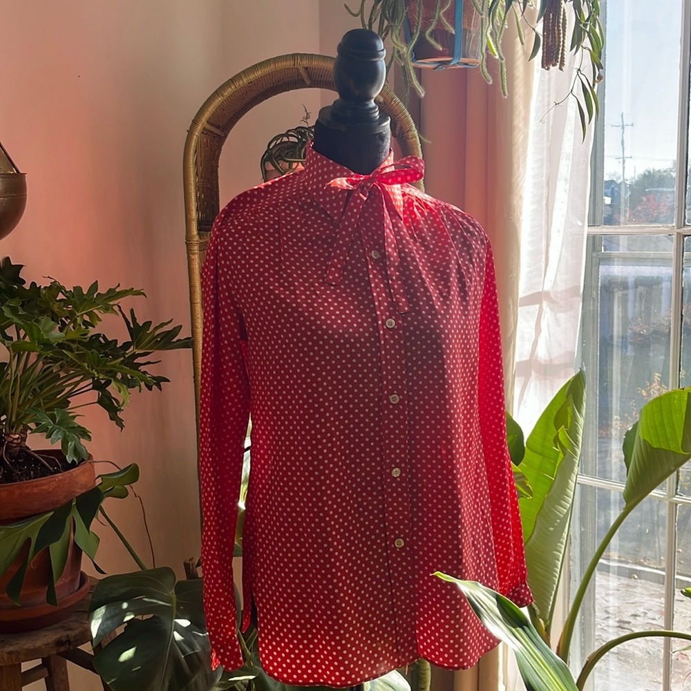 Evan-Picone Polka-Dot Bow Blouse, size 8